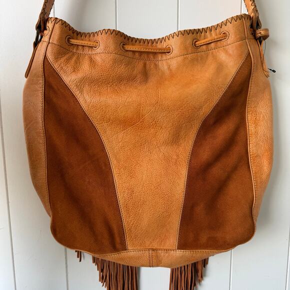 SOLD -E- Free People leather bag fringe tote boho western - Picture 7 of 12